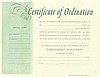 Certificate of Ordination