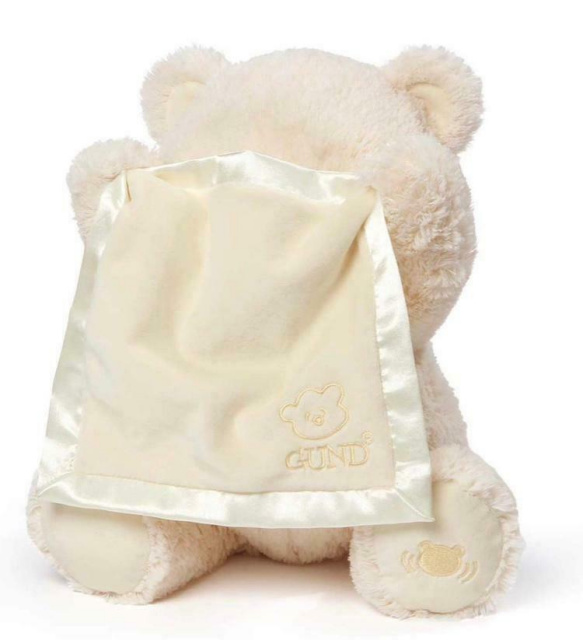 Baby GUND My First Teddy Bear Peek A Boo Animated Stuffed Animal Plush, Cream